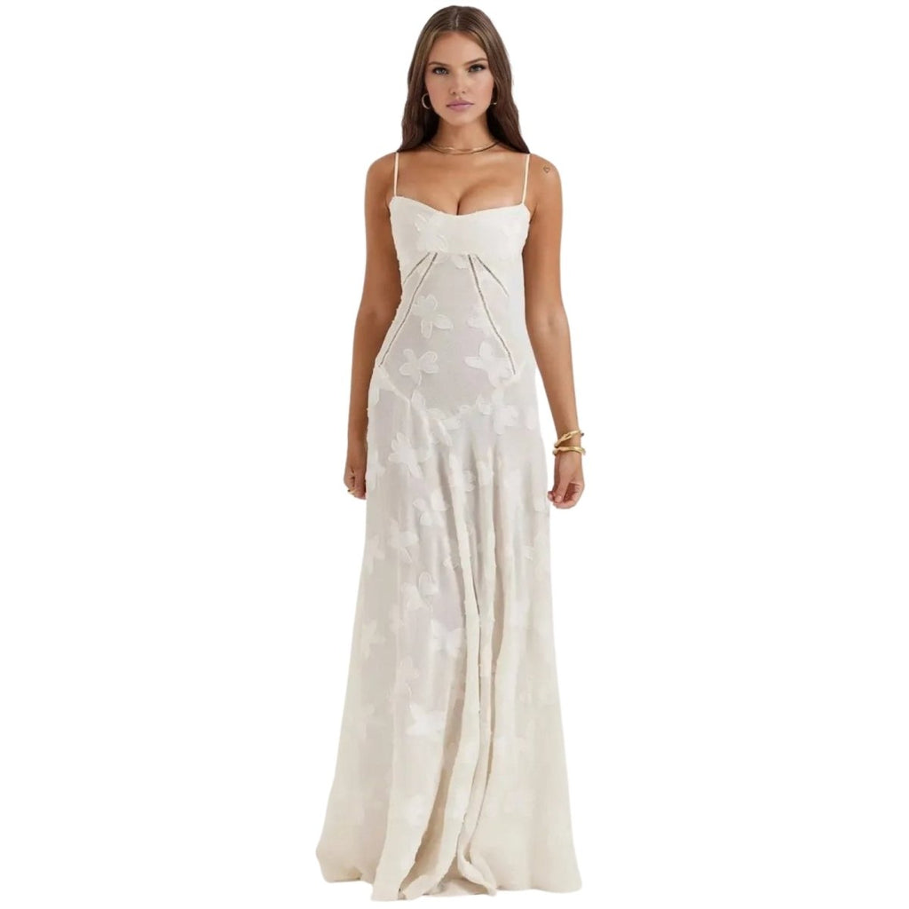 Enchanted Gown – Floral Jacquard Corset Back Maxi Dress