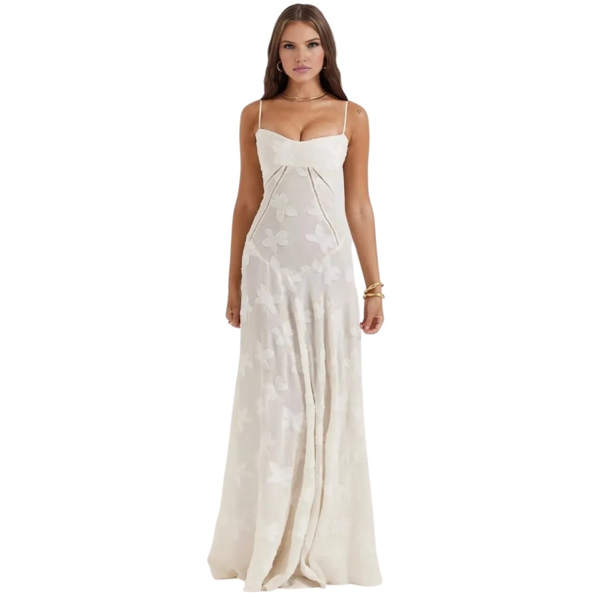 Enchanted Gown – Floral Jacquard Corset Back Maxi Dress