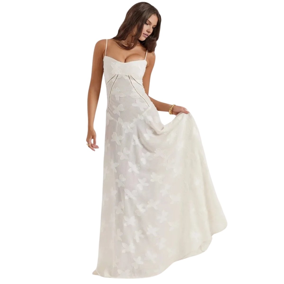 Enchanted Gown – Floral Jacquard Corset Back Maxi Dress