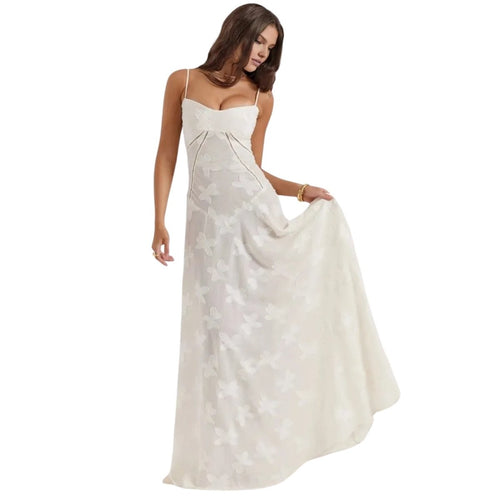 Enchanted Gown – Floral Jacquard Corset Back Maxi Dress