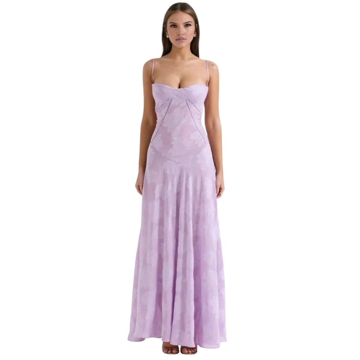 Enchanted Gown – Floral Jacquard Corset Back Maxi Dress
