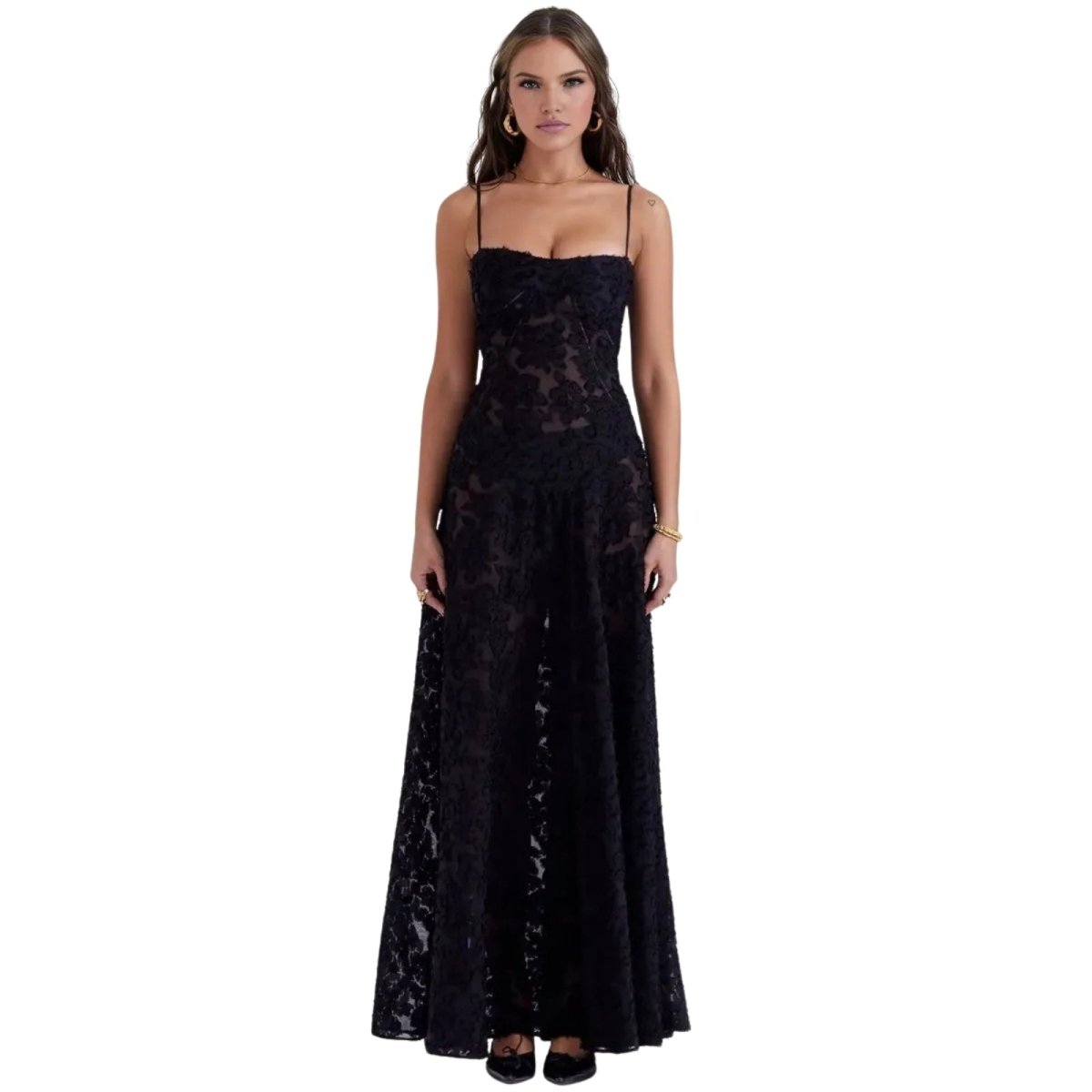 Enchanted Gown – Floral Jacquard Corset Back Maxi Dress