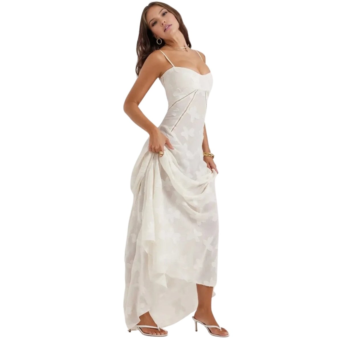 Enchanted Gown – Floral Jacquard Corset Back Maxi Dress