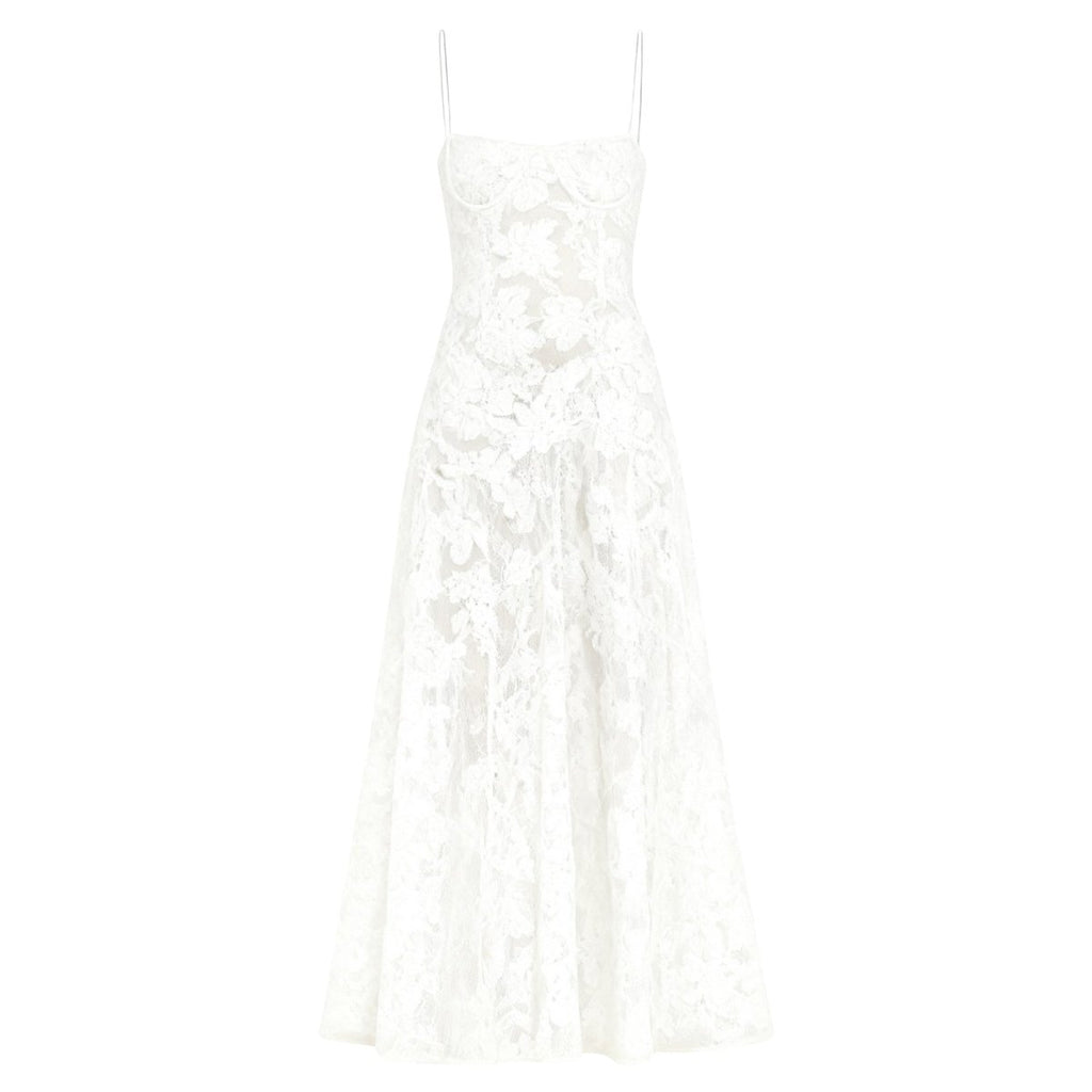Enchanted Gown – Floral Jacquard Corset Back Maxi Dress