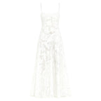 Enchanted Gown – Floral Jacquard Corset Back Maxi Dress