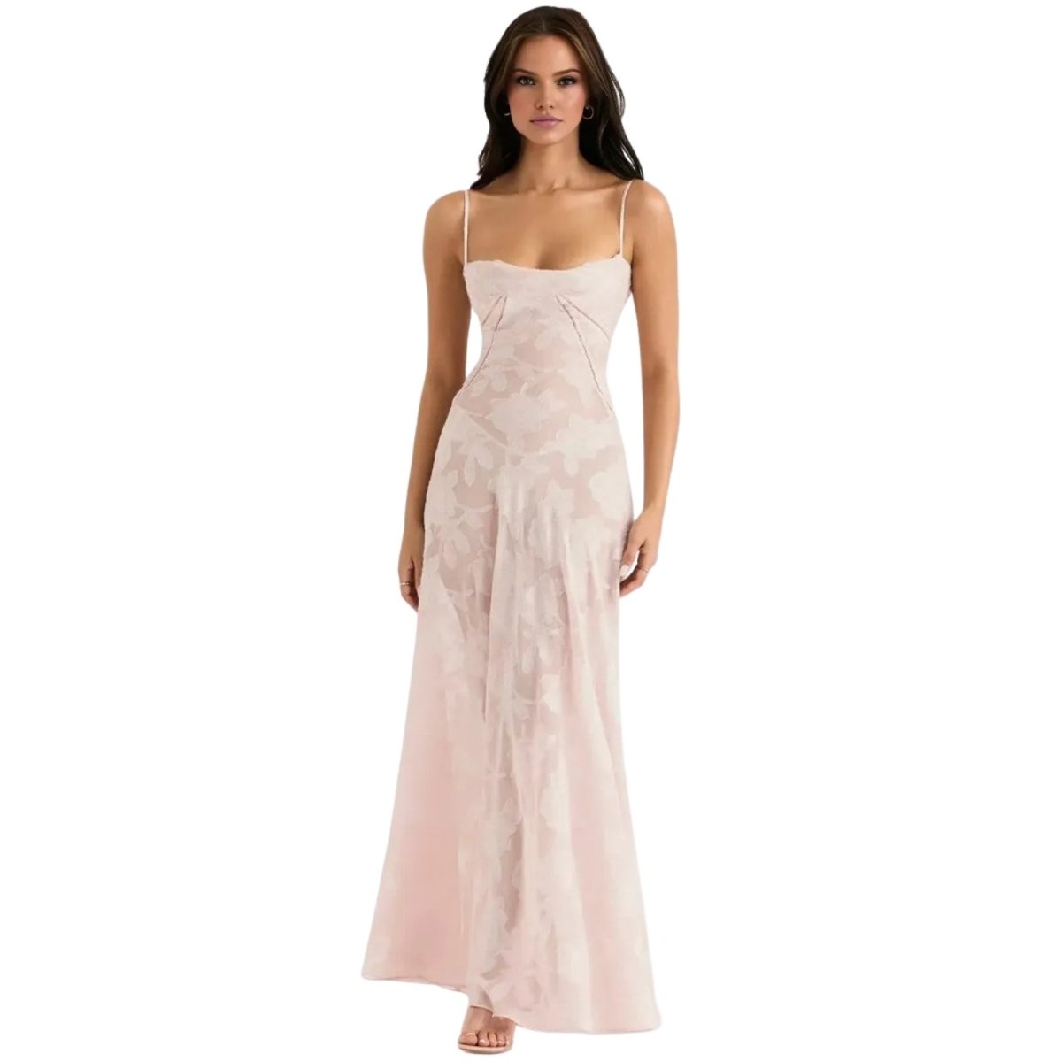 Enchanted Gown – Floral Jacquard Corset Back Maxi Dress