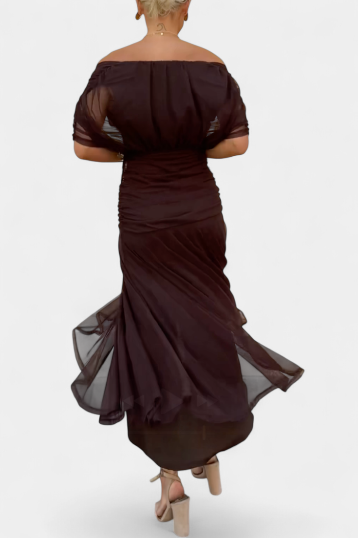 Eryzziah Elegant Floral Maxi Dress – V-Neck Pleated Waist Flowing Evening Dress