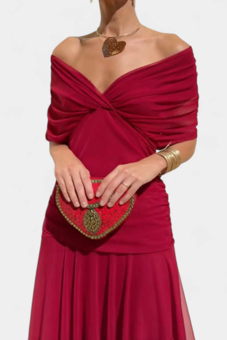 Eryzziah Elegant Floral Maxi Dress – V-Neck Pleated Waist Flowing Evening Dress