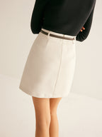 Women’s Belted Short Dress – Casual Mid Waist Woven Fabric Mini Dress for Leisure Wear