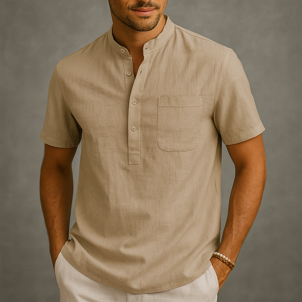 Ethan | Lightweight Breathable Linen Henley Shirt 0