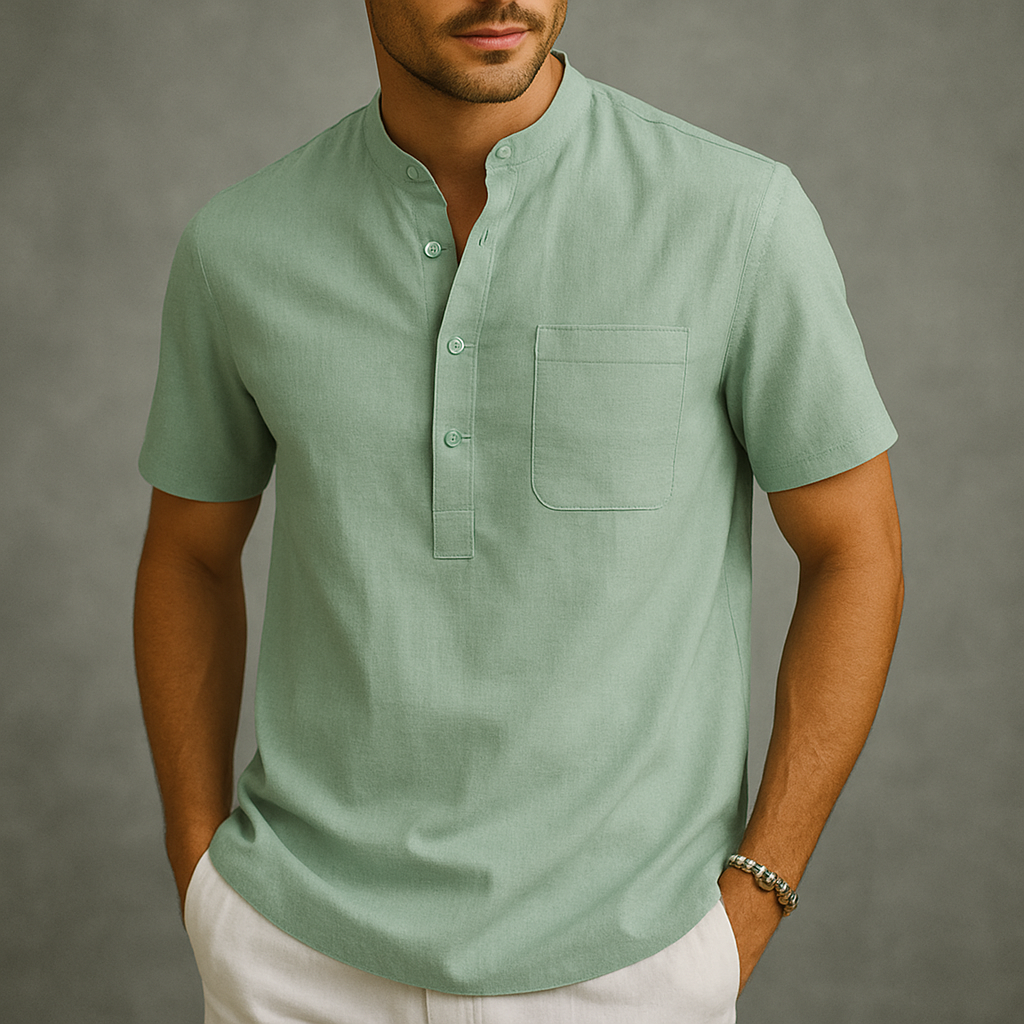 Ethan | Lightweight Breathable Linen Henley Shirt 2