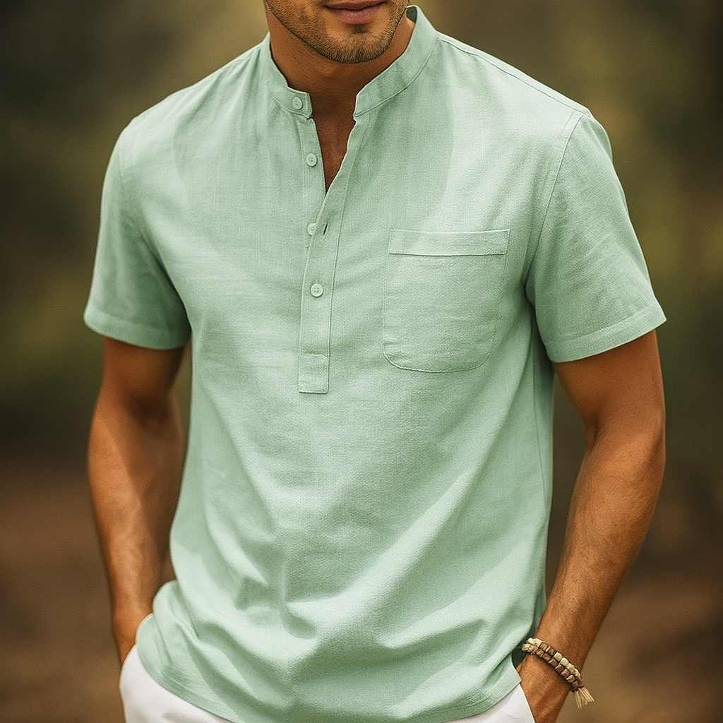 Ethan | Lightweight Breathable Linen Henley Shirt 3