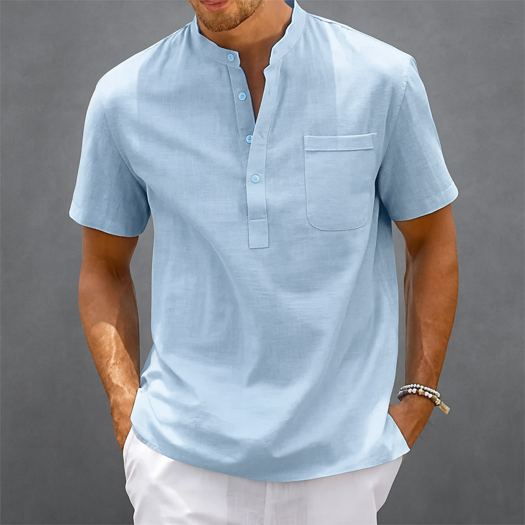 Ethan | Lightweight Breathable Linen Henley Shirt 4