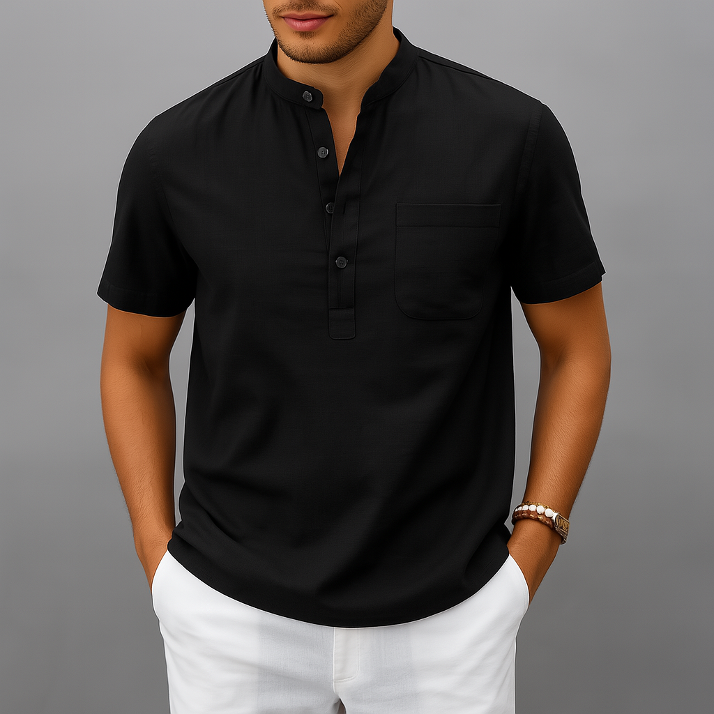 Ethan | Lightweight Breathable Linen Henley Shirt 5