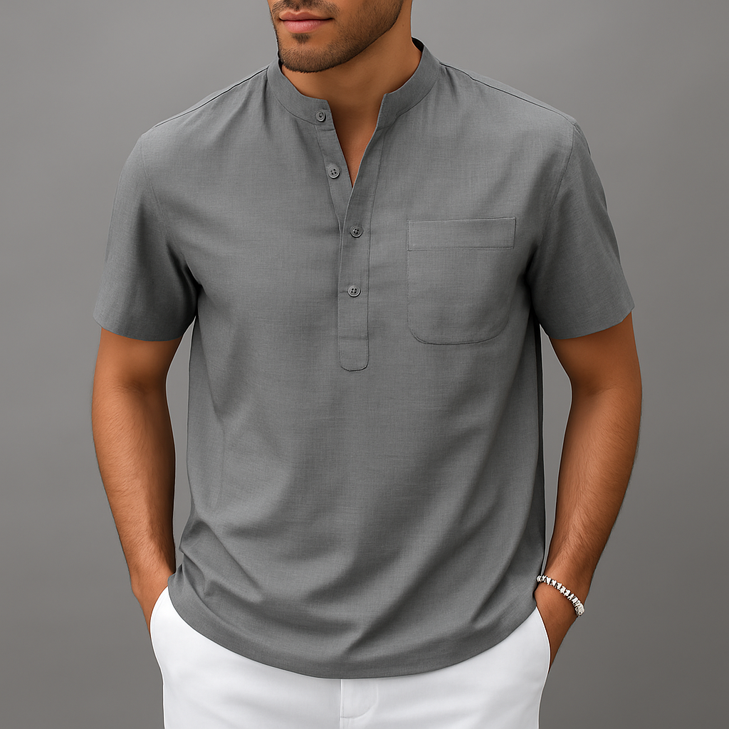 Ethan | Lightweight Breathable Linen Henley Shirt 6