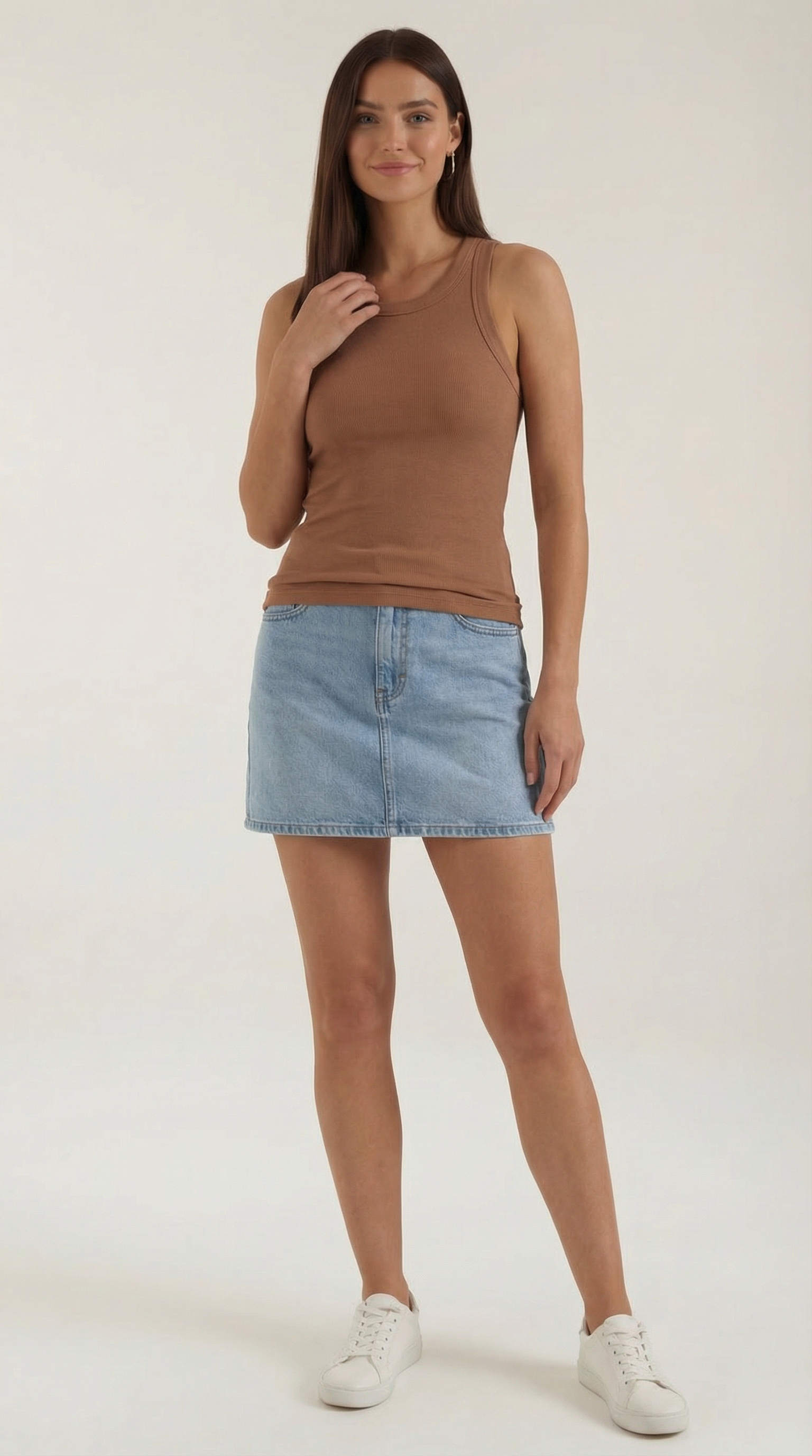 Evangeline Ribbed Tank Top — Women’s Stretch Fitted Crew Neck Ruched Side Sleeveless Basic Chic Top