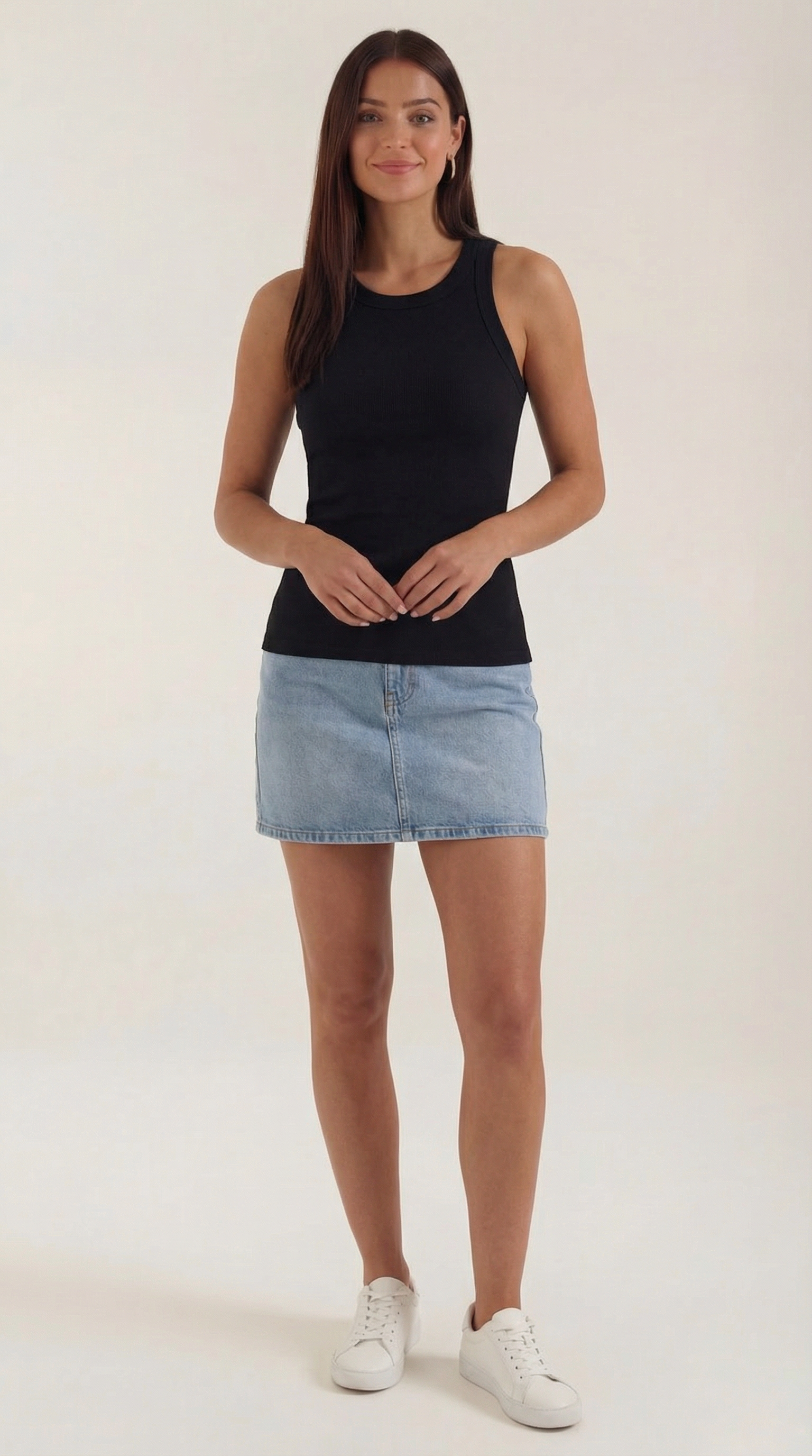 Evangeline Ribbed Tank Top — Women’s Stretch Fitted Crew Neck Ruched Side Sleeveless Basic Chic Top