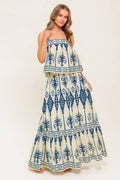 Floral Printed Woven Top & Maxi Skirt Set