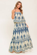 Floral Printed Woven Top & Maxi Skirt Set