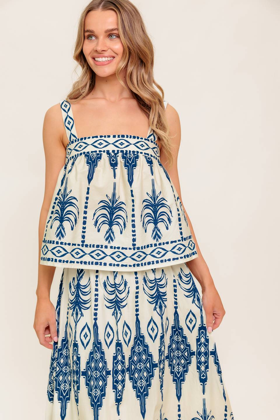 Floral Printed Woven Top & Maxi Skirt Set