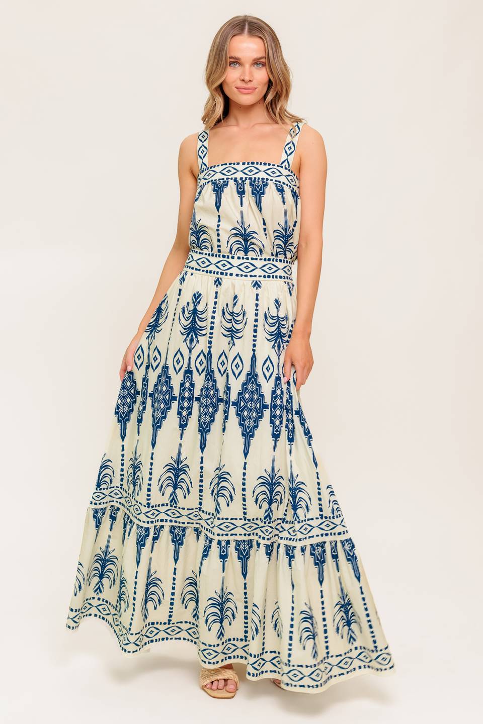 Floral Printed Woven Top & Maxi Skirt Set