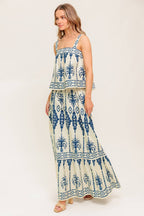 Floral Printed Woven Top & Maxi Skirt Set