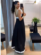 Women's Color Stitching V-Neck Summer Maxi Dress For Women