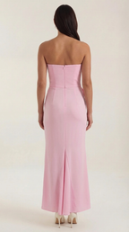 Fiorella Corset Maxi Dress — Women’s Strapless Bustier Ruched Bodycon Evening Gown Dual Texture Formal Dress