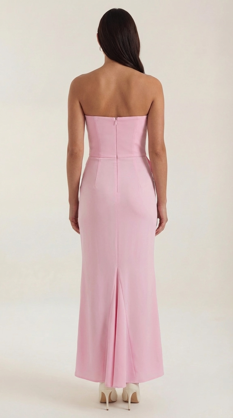 Fiorella Corset Maxi Dress — Women’s Strapless Bustier Ruched Bodycon Evening Gown Dual Texture Formal Dress