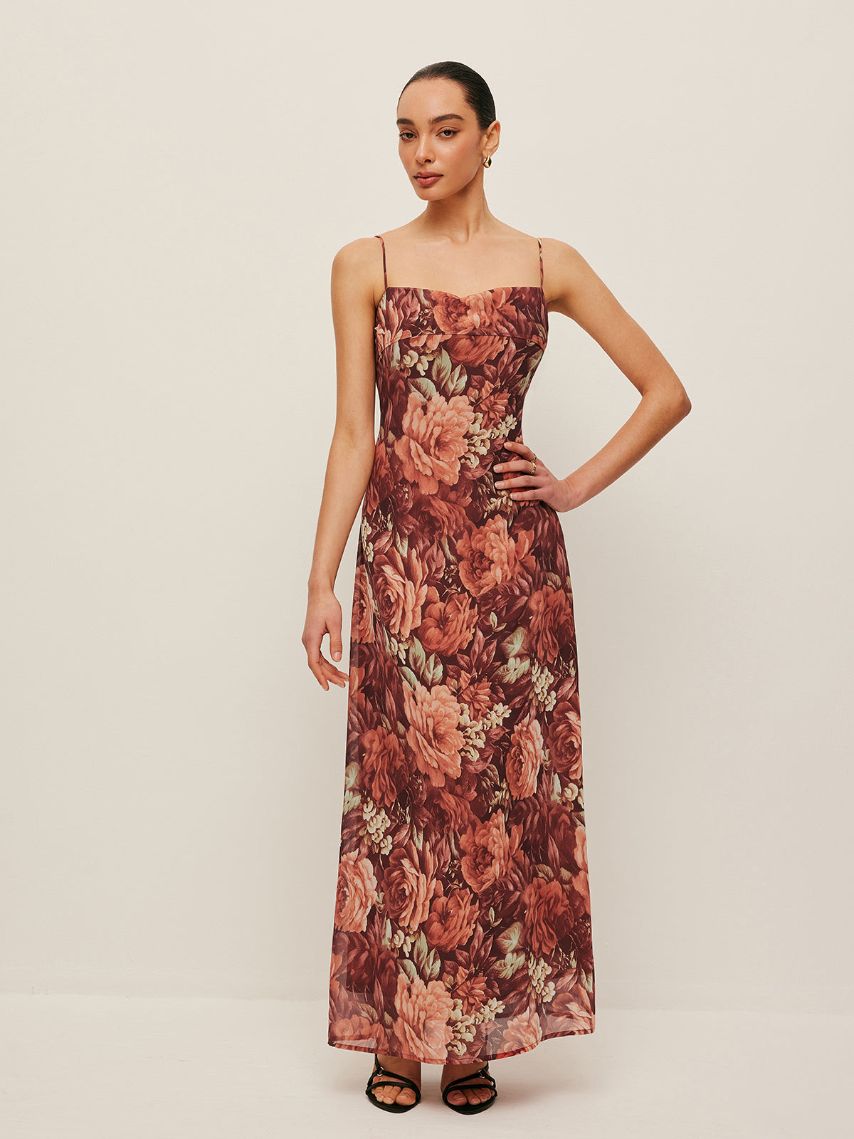 Women’s Printed Pleated Chiffon Maxi Dress – Sleeveless Elegant Occasion Dress