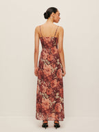 Women’s Printed Pleated Chiffon Maxi Dress – Sleeveless Elegant Occasion Dress