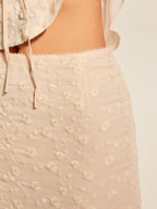 Women’s Jacquard Chiffon Maxi Dress — Elegant Flowing Mid Waist Wedding &amp; Vacation Dress with Invisible Zipper