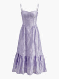 Women’s Jacquard Backless Maxi Dress – Sleeveless Collarless Elegant Shift Dress for Wedding & Vacation