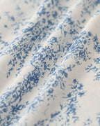 Women's White and Blue Floral Wide Strap Tie Bodice Midi Dress Casual Summer Sundress