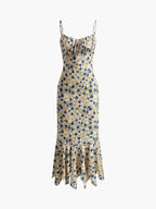Women’s Romantic Printed Maxi Dress – Sleeveless Collarless Elegant Vacation & Leisure Dress