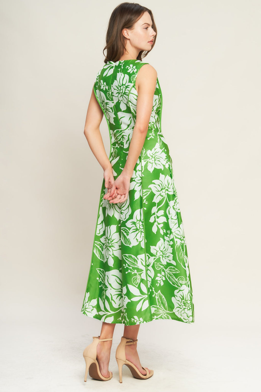 Women's Woven Midi Dress with Circle Skirt