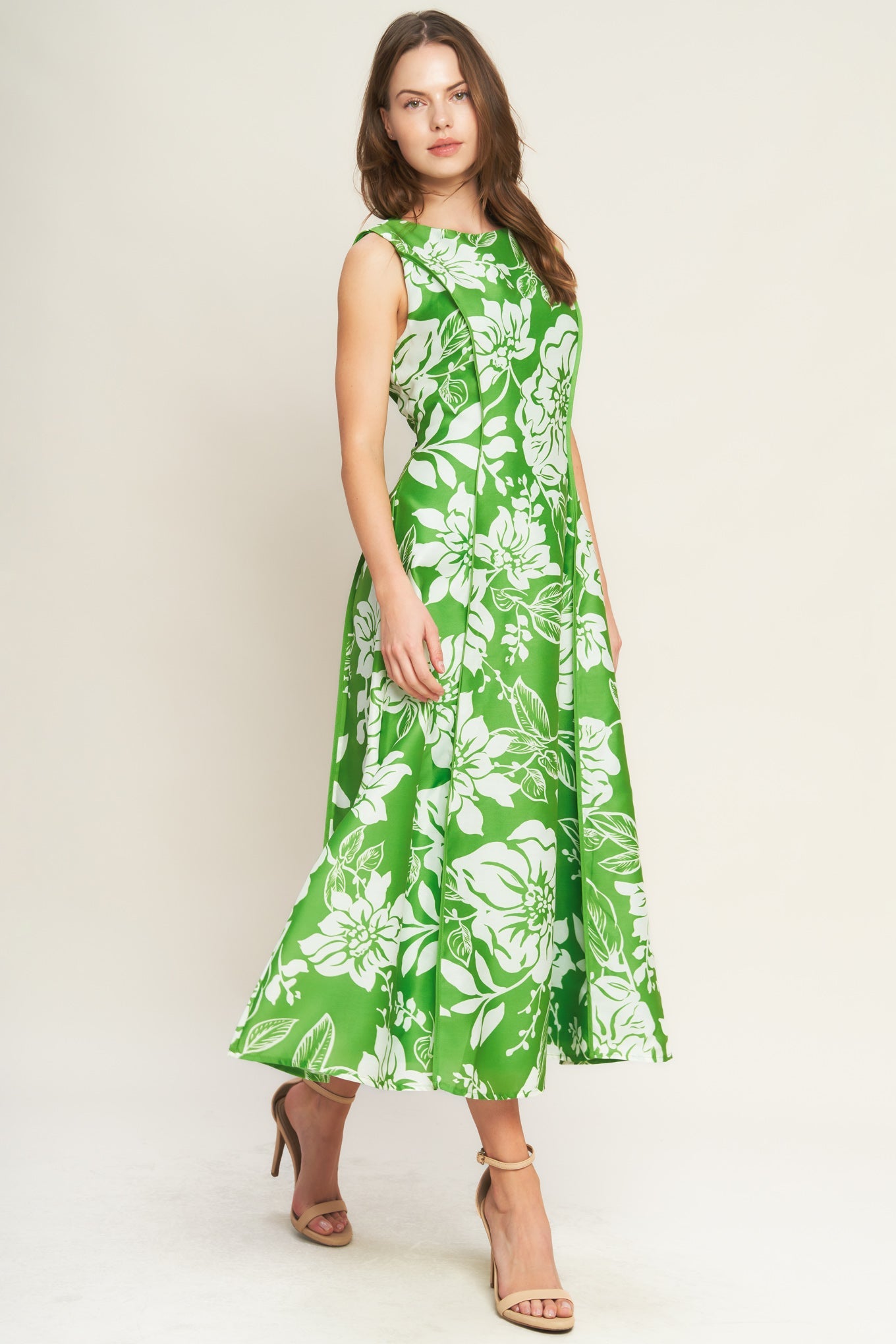 Women's Woven Midi Dress with Circle Skirt