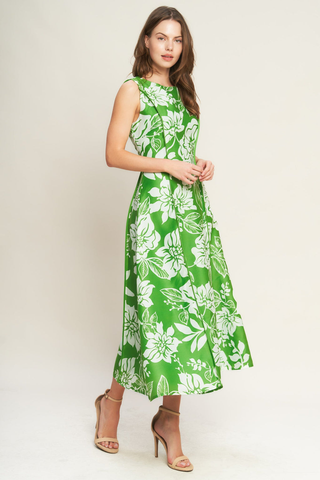 Women's Woven Midi Dress with Circle Skirt