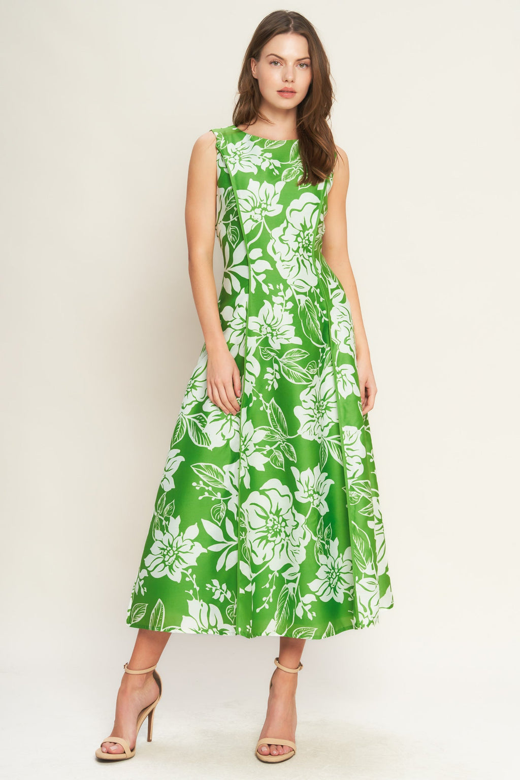 Women's Woven Midi Dress with Circle Skirt