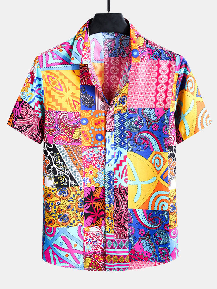 Men’s Printed Cotton-Blend Shirt – Unique Pattern Casual Essential