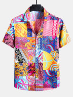 Men’s Printed Cotton-Blend Shirt – Unique Pattern Casual Essential