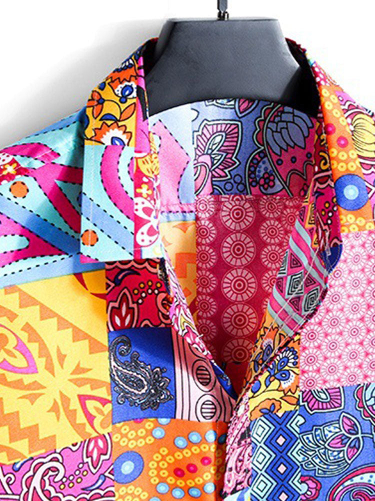 Men’s Printed Cotton-Blend Shirt – Unique Pattern Casual Essential