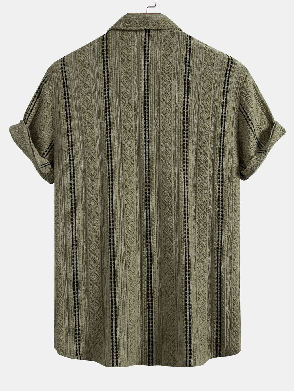 Men’s Striped Jacquard Shirt – Lightweight Breathable Casual Button-Up Summer Shirt with Retro Black & White Design