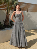 Women’s 100% Cotton Belted Maxi Dress – Sleeveless Collarless Elegant Casual Dress for Vacation & Party
