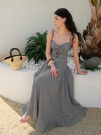 Women’s 100% Cotton Belted Maxi Dress – Sleeveless Collarless Elegant Casual Dress for Vacation & Party