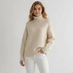 Women’s Luxury Cashmere Turtleneck Sweater – Oversized Ribbed Knit Soft Warm Winter Pullover for Elegant Minimalist & Quiet Luxury Style