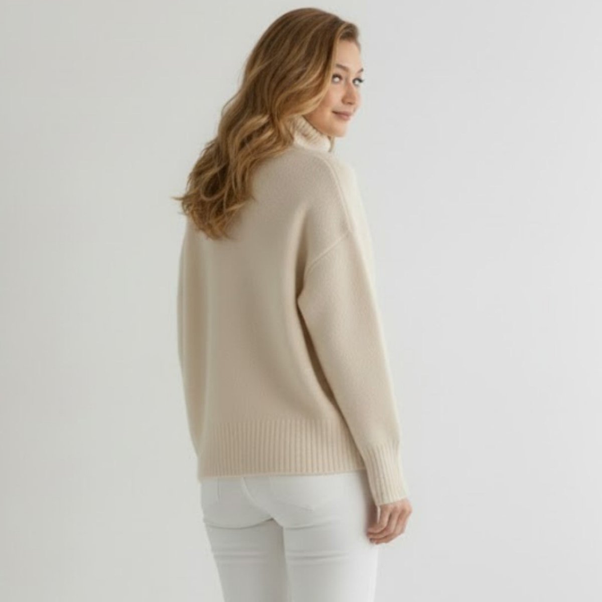 Women’s Luxury Cashmere Turtleneck Sweater – Oversized Ribbed Knit Soft Warm Winter Pullover for Elegant Minimalist & Quiet Luxury Style