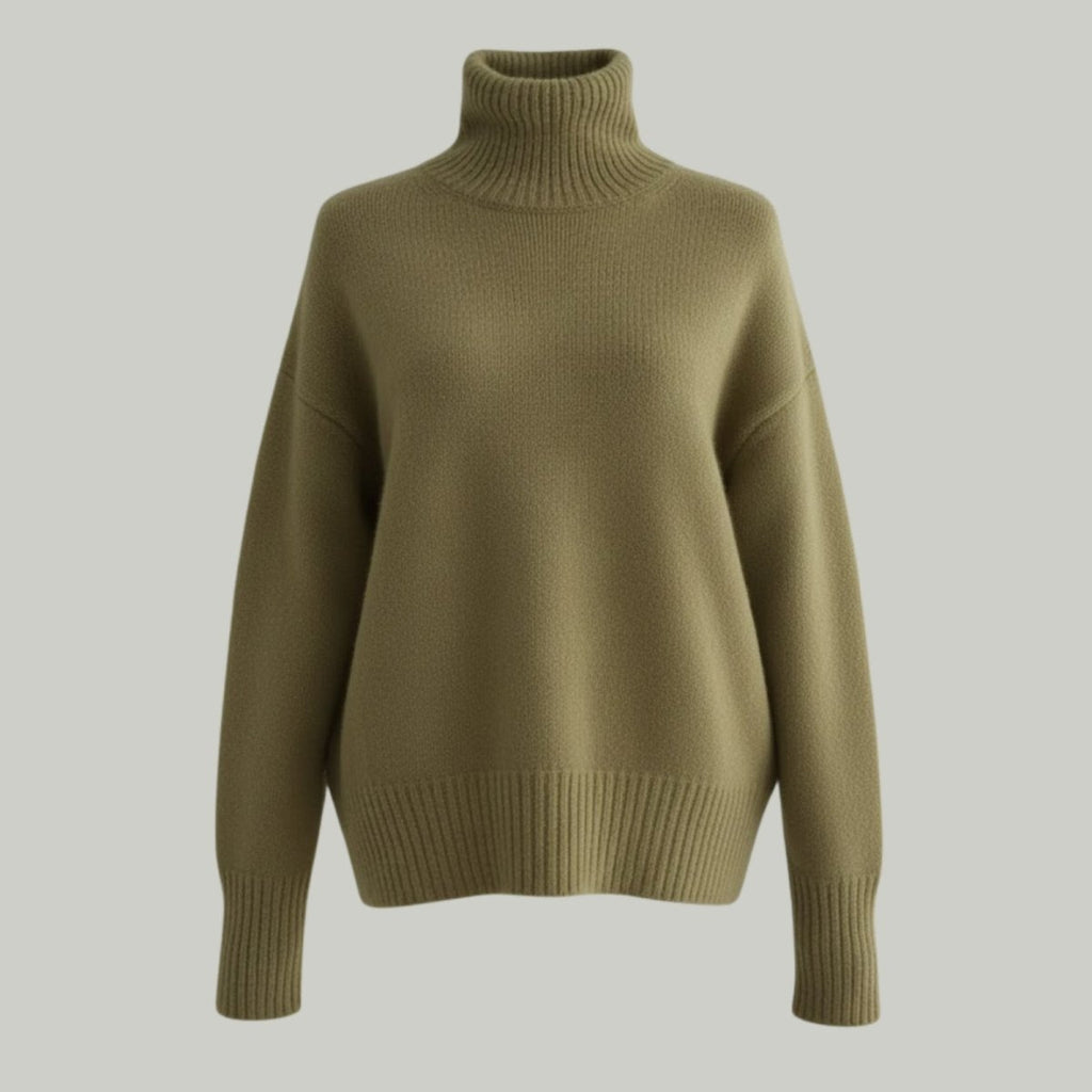 Women’s Luxury Cashmere Turtleneck Sweater – Oversized Ribbed Knit Soft Warm Winter Pullover for Elegant Minimalist & Quiet Luxury Style