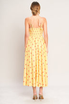 Women's Polka Dot Midi Dress with Smocked Back