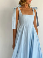 Women’s Tie-Front Maxi Dress – Sleeveless Full-Length Polyester Evening Dress